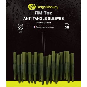 Conuri Antitangle RidgeMonkey RM-Tec Anti Tangle Sleeves, Weed Green, 25buc/plic
