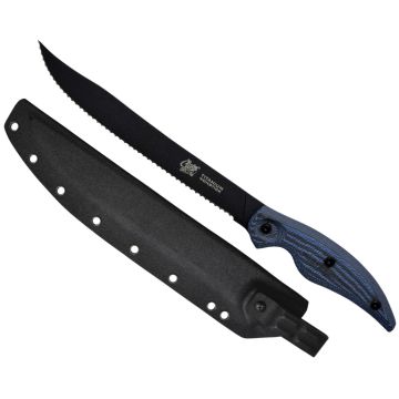 Cutit pentru Filetat Cuda Serrated Knife with Micarta 9" + Teaca, Lama 23cm