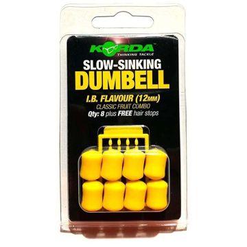 Dumbell Flotant Korda Slow-Sinking + Free Hair Stops, 12mm, 8buc/blister