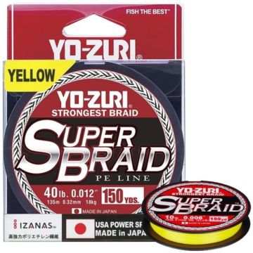 Fir Textil Yo-Zuri Super Braid 4X, Galben, 135m