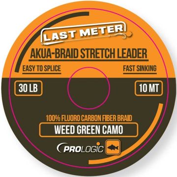 Fir Impletit Prologic Akua-Braid Stretch Leader, Textil + Fluorocarbon, Weed Green Camo, 10m