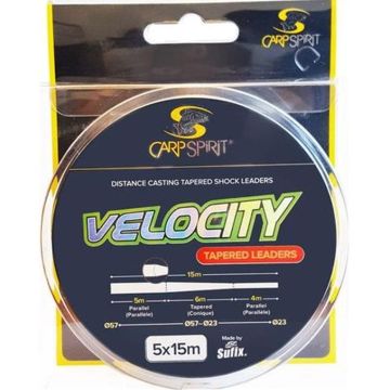 Fir Inaintas Conic Carp Spirit Velocity Tapered Leaders, Clear, 0.23mm-0.57mm, 5x15m/rola