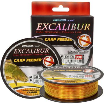 Fir Monofilament EnergoTeam Excalibur Carp Feeder, Fluo Orange/Galben Camou, 300m