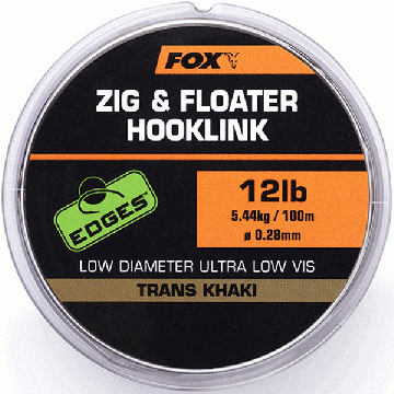 Fir Monofilament Fox Zig & Floater Hooklink, Trans Khaki, 100m