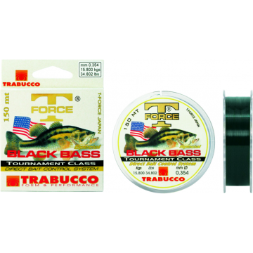 Fir Monofilament Trabucco T-Force Black Bass, Transparent, 150m