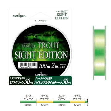 Fir Monofilament Yamatoyo Famell Trout Sight Edition Mist Green/Lime Chart 150m