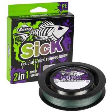 Fir Textil Berkley Sick Two in One & Fluorocarbon Duo Spool System, Moss Green-Fluo Clear