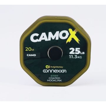 Fir Textil cu Camasa RidgeMonkey Connexion CamoX Stiff Coated Hooklink, 20m