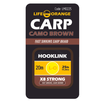 Fir Textil Orange Fishing Hooklink X8, Camo Brown, 20m