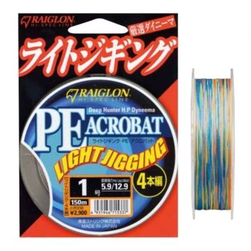 Fir Textil Raiglon PE Acrobat Light Jigging 4 Braided, Multicolor, 100m