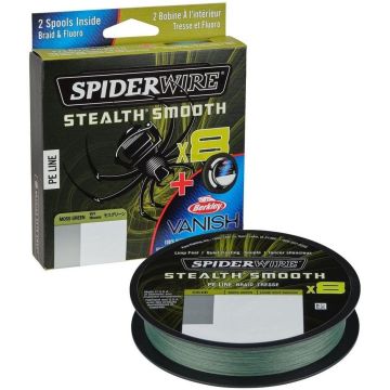 Fir Textil SpiderWire 8 Braid & Fluorocarbon Duo Spool System, Moss Green-Fluo Clear , 50-150m