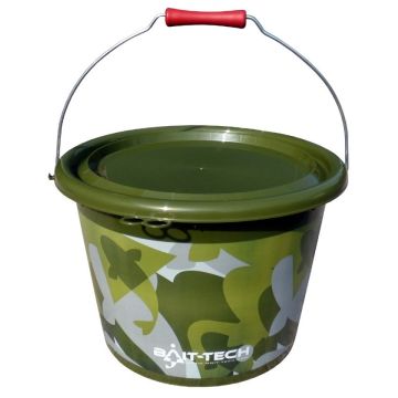 Galeata Bait-Tech Groundbait Bucket & Lid Green Camo, 17l