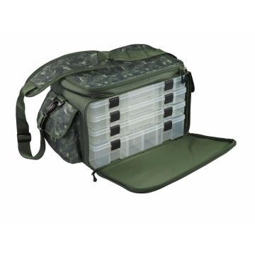 Geanta Mitchell MX Camo Stacker Bag L + 4 Cutii, Green Camo, 48x40x27cm