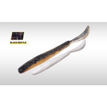 Grub Herakles Leftail Worm, Culoare Black Red Flakes, 12cm, 10buc/plic