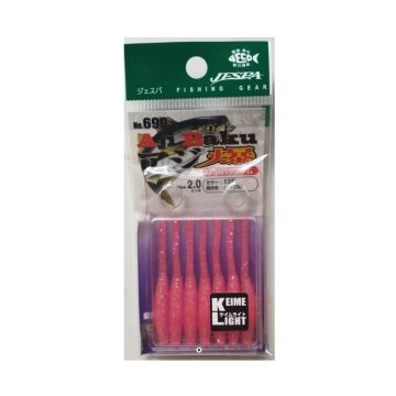 Grub Yarie Ajibaku Worm 690, Culoare 12P Clear Pink, 5cm, 7buc/plic
