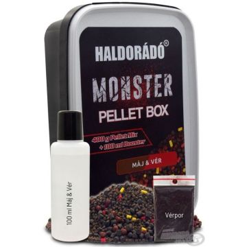 Pelete Haldorado Monster Pellet Box, 400g + 100ml Ficat & Sange