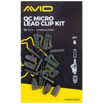 Kitul Micro QC Lead Clip pentru Plumb Pierdut Avid Carp, 5bucplic