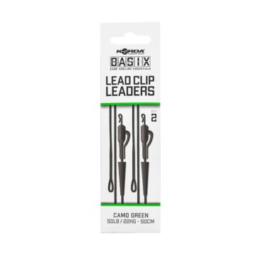 Montura Korda Basix Lead Clip Leaders, Camo Green, 50cm, 22kg, 2buc/plic