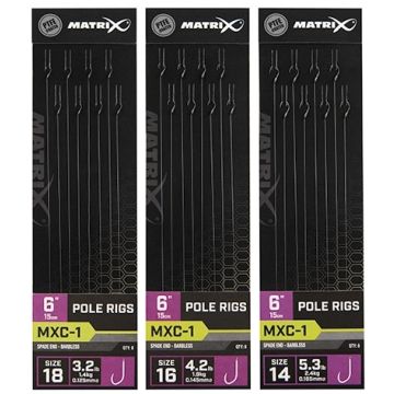 Riguri Matrix MXC-1 Barbless Standard Pole Rig, 15cm, 8buc/plic