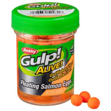 Naluca Berkley Gulp Alive Floating Salmon Eggs, Fluorescent Orange, 67buc/borcan