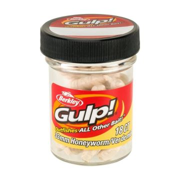 Naluca Berkley Gulp! Honey Worm Original Scent, Milky White, 18buc/borcan
