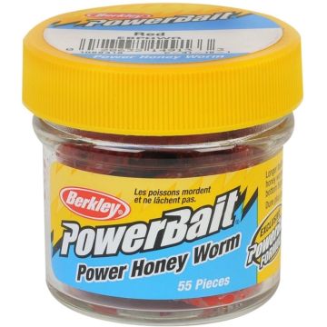 Naluca Berkley PowerBait Power Honey Worm, Red, 2.5cm, 55buc/borcan