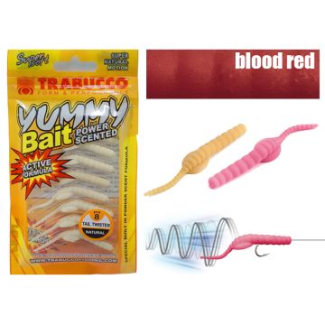 Naluca Trabucco Yummy Bait Tail Twister Blood Red 3cm, 8 buc/plic