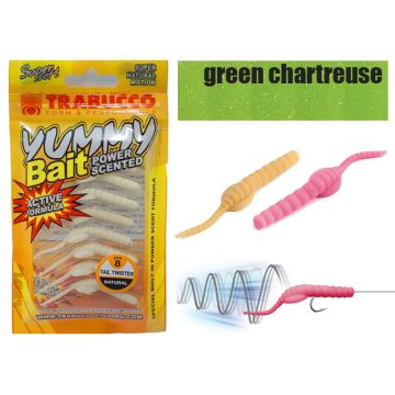 Naluca Trabucco Yummy Bait Tail Twister Green Chartreuse 3cm, 8 buc/plic