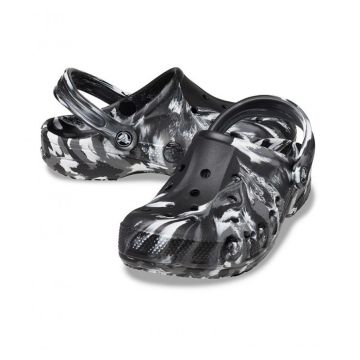 Papuci Crocs Baya Marbled Clog 206935, Black/White