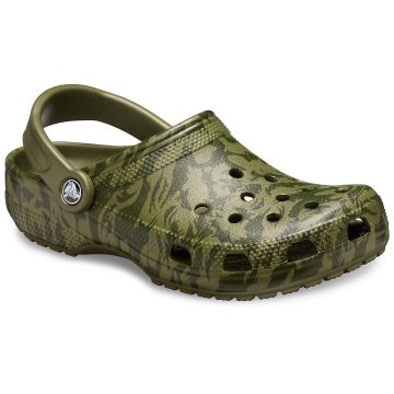 Papuci Crocs Classic Printed Camo Clog, Army Green