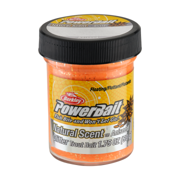 Pasta Berkley PowerBait Natural Glitter Trout Bait, Fluorescent Orange, 50g
