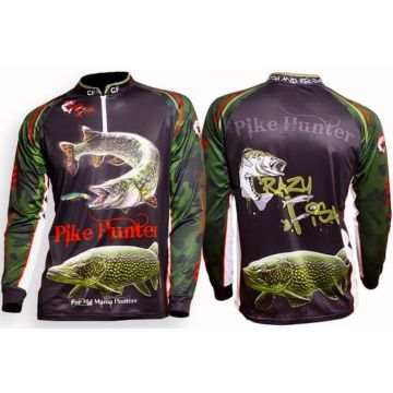 Bluza pentru Copii Crazy Fish Sleeve Fishing Shirt Pike Hunter Black