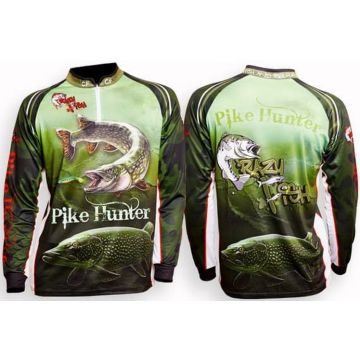 Bluza pentru Copii Crazy Fish Sleeve Fishing Shirt Pike Hunter Camo