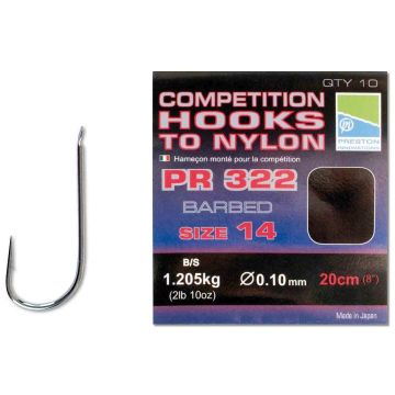 Riguri Preston Barbed Competition Hooks to Nylon, 20cm, 10buc/plic