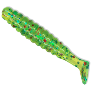 Grub Slider Fishing 1.5" Crappie Grub, Chartreuse Multi Glitter, 3.8cm, 15buc/plic