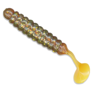 Grub Slider Fishing 1.5" Crappie Grub, Motor Oil Glitter/Orange Tail, 3.8cm, 15buc/plic