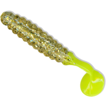 Grub Slider Fishing 1.5" Crappie Grub, Gold Glitter/Chartreuse, 3.8cm, 15buc/plic
