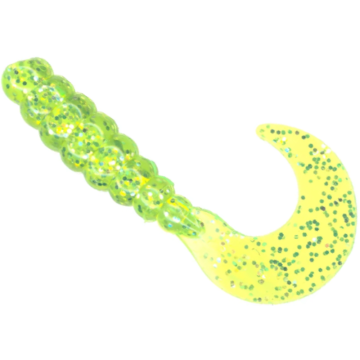 Grub Slider Crazy Tail 2", Chartreuse Glitter, 5cm, 15buc/plic