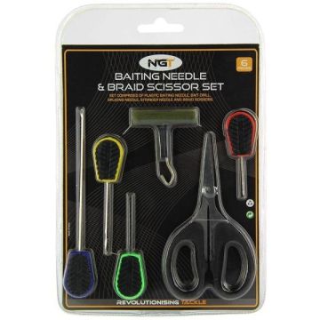 Set NGT Baiting Needle & Braid Scissor 6buc