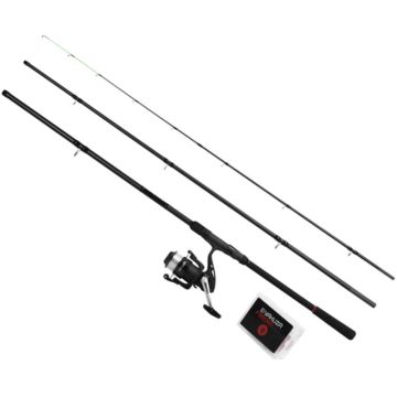 Set Pescuit la Feeder Delphin Yakuza 330, Lanseta 3.30m, 100g, 3+2buc, Mulineta 4T + Fir, Accesorii