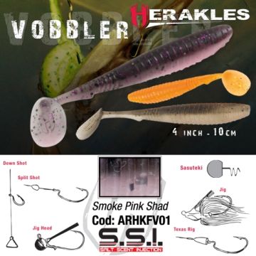 Shad Colmic Herakles Vobbler, Culoare Pink Shad, 10cm, 7buc/plic