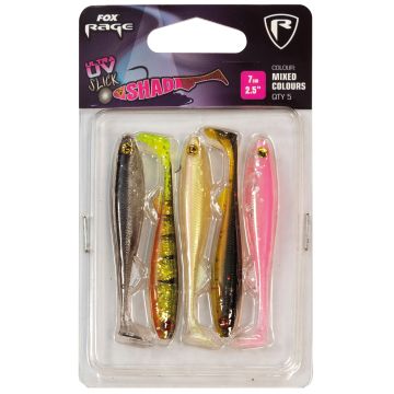 Shad FOX Rage Slick Shad Mixed Colors UV Colour Pack, 9cm, 5bucblister