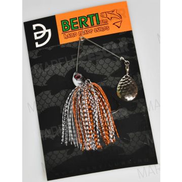 Spinnerbait cu Skirt Berti Colorado, Alb/Negru Orange/Negru, 11g