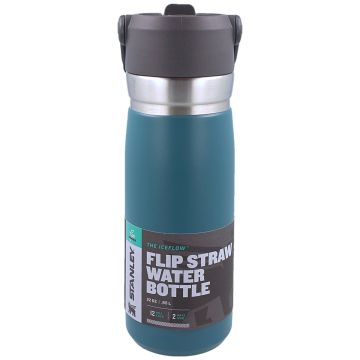 Sticla Termoizolanta de Apa cu Pai Stanley Flip Straw Water Bottle Lagoon Blue, 0.65 Litri