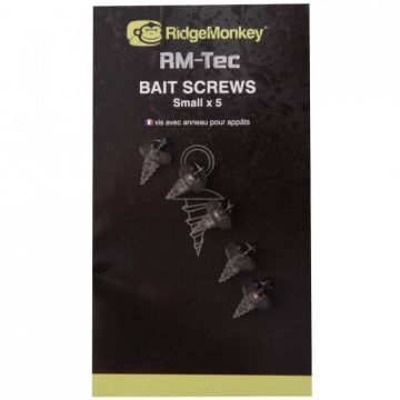 Surub cu Inel de Momeala RidgeMonkey RM-Tec Hook Ring Bait Screws, 5buc/plic