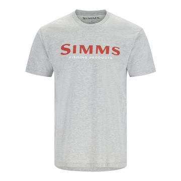 Tricou Simms Logo T-Shirt, Grey Heather - Crimson