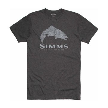 Tricou Simms Wood Trout Fill T-Shirt, Charcoal Heather