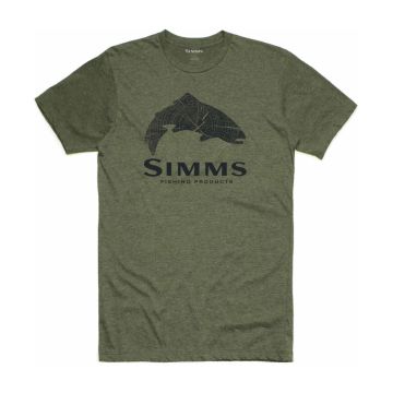Tricou Simms Wood Trout Fill T-Shirt, Military Heather
