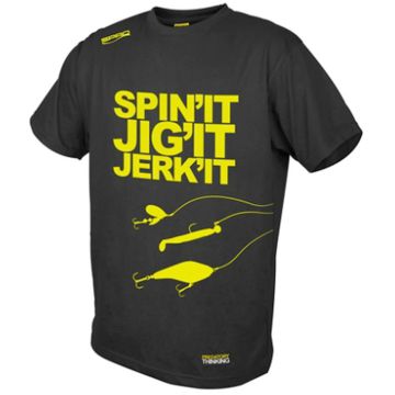 Tricou Spro Predator Spin'It Jig'It Jerk'It, Black & Yellow