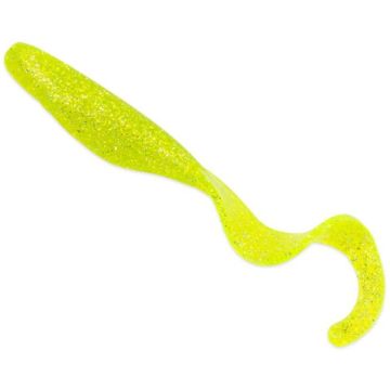 Twister Bass Assassin Curly Shad, Chartreuse Silver Glitter, 10cm, 10bucplic